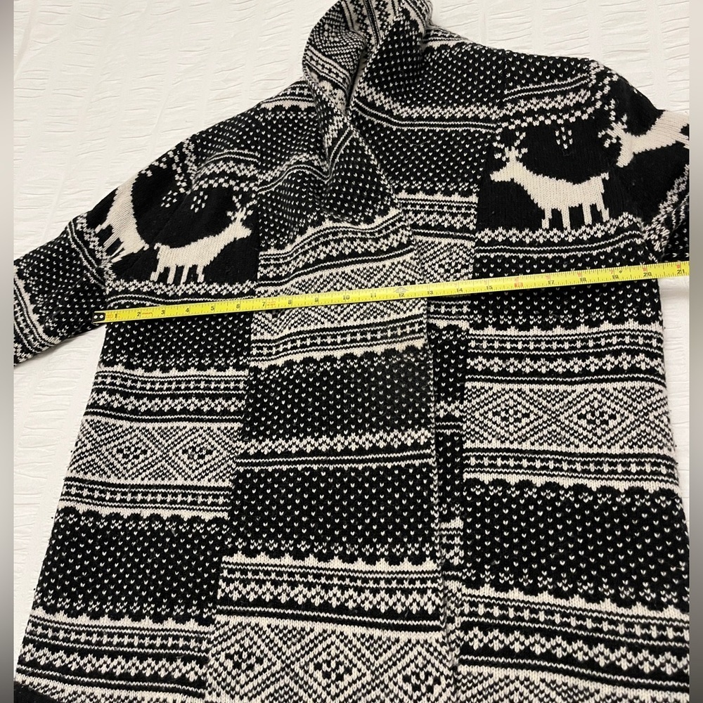 TELLURIDE CLOTHING Sweater Open Front Cardigan Deer Nordic Pattern Lambswool - Picture 16 of 17